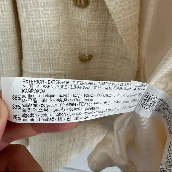 Zara Cream Tweed Double-Breasted Blazer Blogger Favorite Size: S - Picture 9 of 16